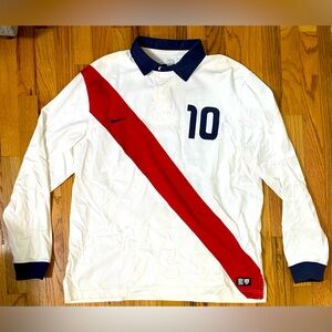 Nike USA Soccer Jersey #10 Long Sleeve XL USMNT Red Sash 1950 Vintage Style